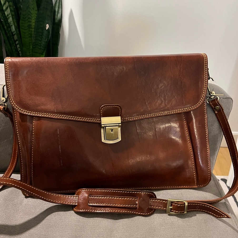 Italian handmade leather briefcase